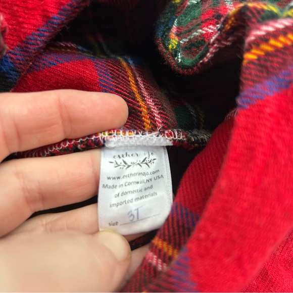 Esther and Jo Skirted Flannel Dress Romper Christmas Plaid Holiday Red - Picture 3 of 5